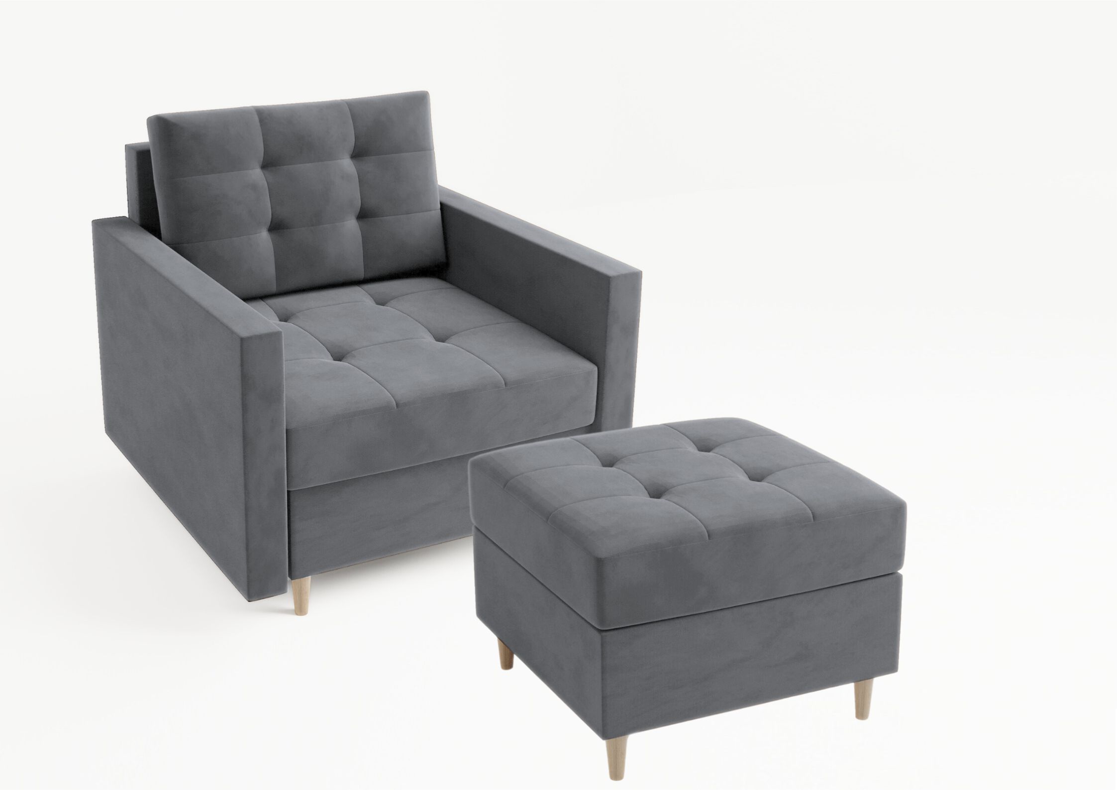 Szary fotel pikowany Vido